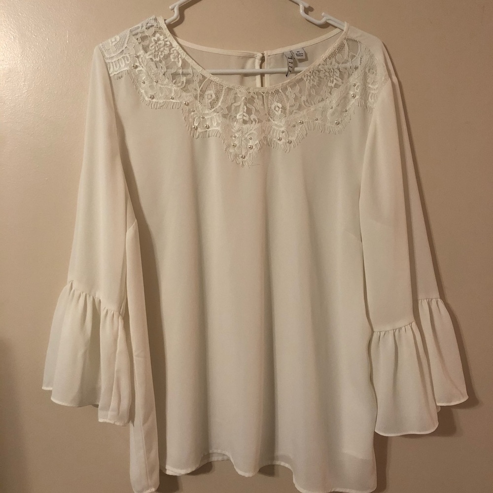 ELLE women’s ivory chiffon blouse blouse XL